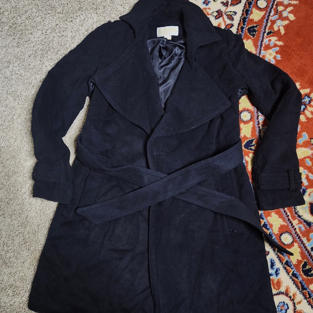 Michael Kors Elegant Black Women's Tie Waist Coat